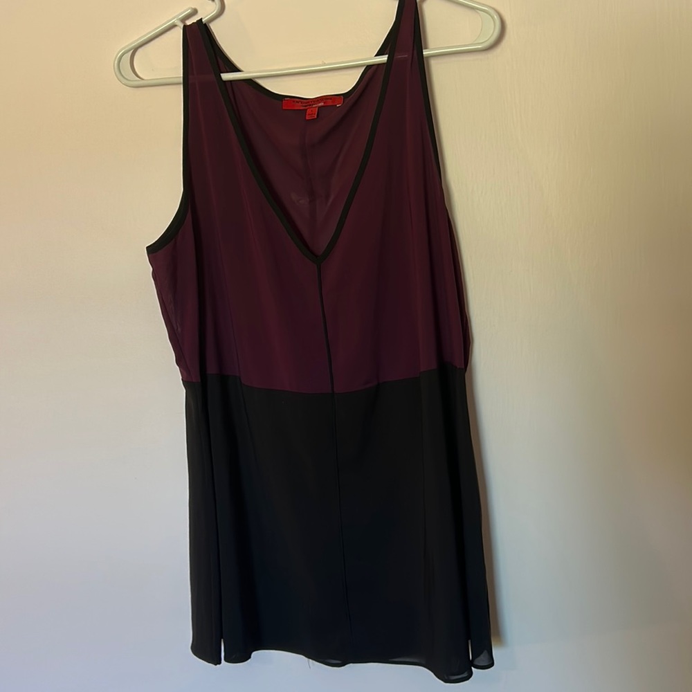 Narciso Rodriguez sleeveless dress shirt, Large, NWOT, purple/burgundy and black